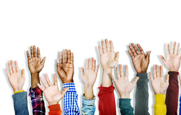 Group of Multiethnic Diverse Hands Raised